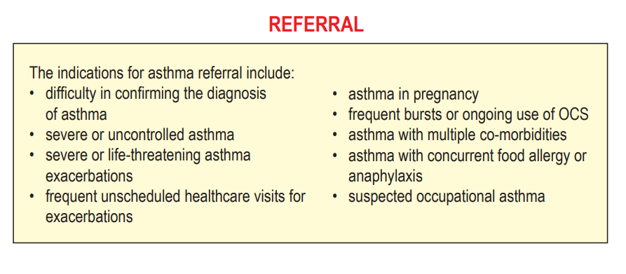 Asthma Referral Indications